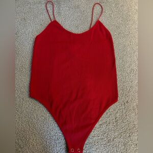 Forever 21 Red Ribbed Bodysuit